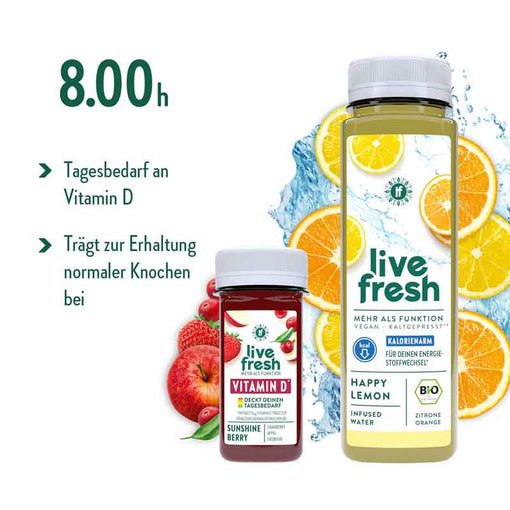 Die empfohlene Saftkur um 8:00 Uhr mit zwei Getränken: Einem