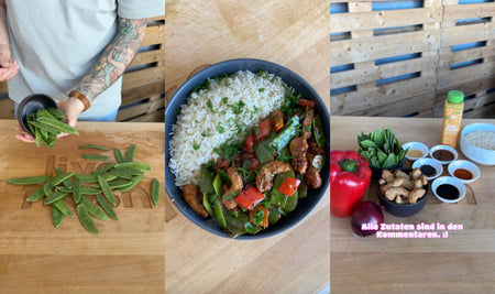 Veganes Hähnchen Teriyaki mit Zuckerschoten