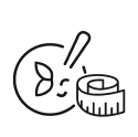 Icon einer Schüssel mit Blatt und Maßband – Symbol für kalorienoptimiertes, nährstoffreiches Essen