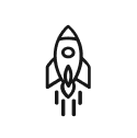 Icon einer startenden Rakete – Symbol für schnellen Start oder einfache Umsetzung


