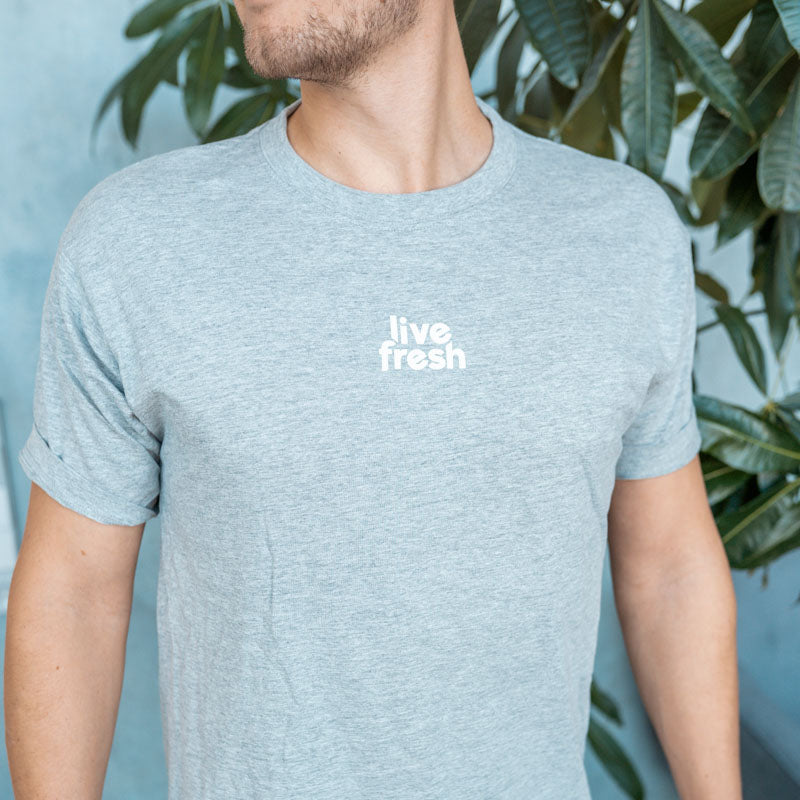 LiveFresh shirt - lichtgrijs met een logo