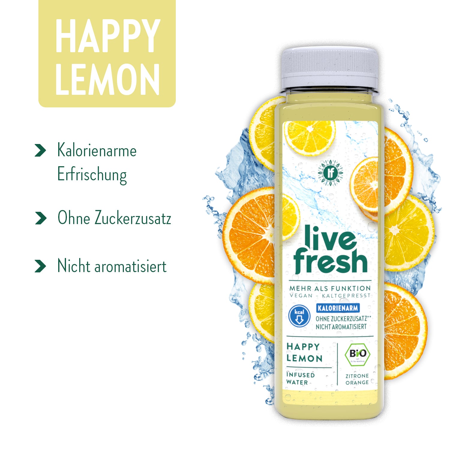 Happy Lemon - Bio doordrenkt water - 6 x 250 ml
